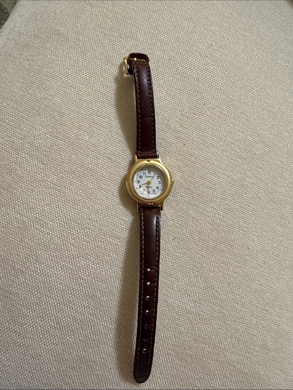 Carriage by Timex indiglo Classic Brown Leather Strap Watch with Gold Case